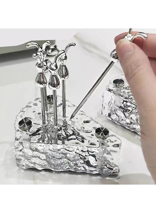 Rabbit Shape Fruit Fork Set Stainless Steel Fruit Stick Small Dessert Cake Fork for Party - Image 5
